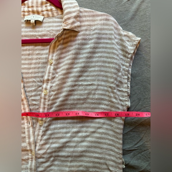 Lucky Brand Tan and Whie Striped Linen Dress Size Small - Picture 5 of 7